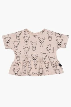 Huxbaby Chihuahua Wide Frill Girls Shirt (Size 6/12M Left)
