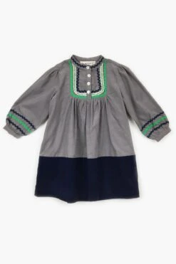 Peas And Queues Sparrow Girls Dress - Grey