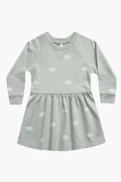 Rylee + Cru Raglan Girls Sweatshirt Dress - Clouds