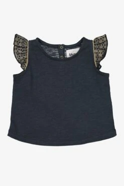 Blune Navy Ruffle Sleeve Girls Top (Size 12M Left)
