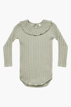 Baby Onesie Rylee + Cru Ruffle Collar - Agave