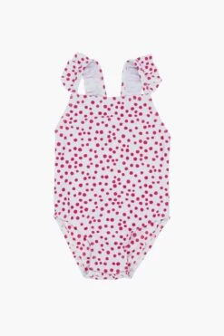 Feather 4 Arrow Seaside Ruffle Baby Girls Swimsuit - Raspberry