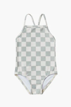 Girls Swim Rylee And Cru Sky One-Piece Blue Check