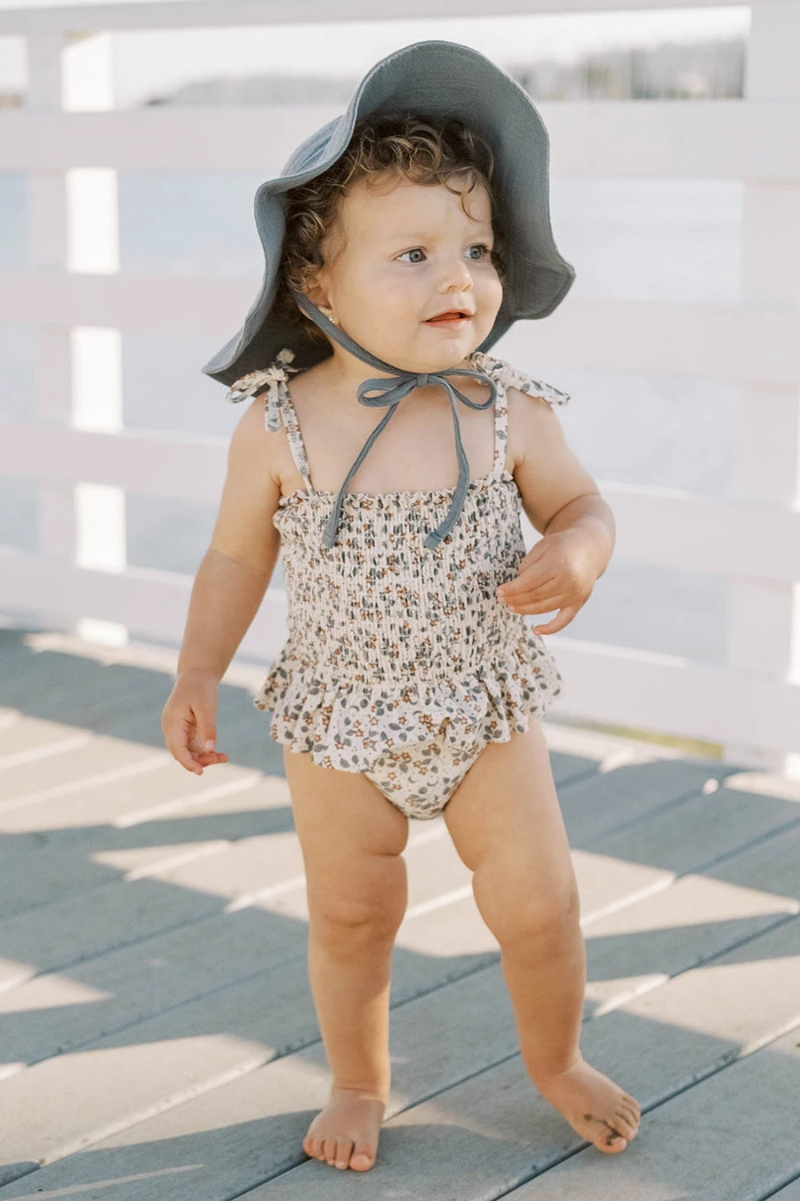Baby Girl Swim Rylee And Cru Smocked Vintage Floral (Size 18/24M Left)