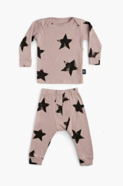 Nununu Soft Faded Star Baby Set - Powder Pink (Size 12/18M Left)