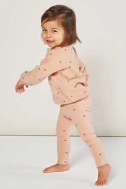 Rylee + Cru Star Knit Girls Legging - Rose (Size 6/12M Left)